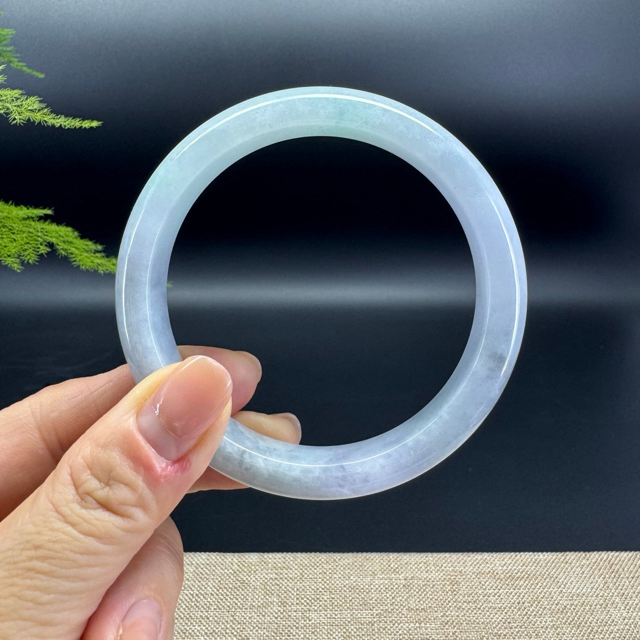 Genuine Burmese Lavender Green Jade Jadeite Bangle Bracelet ( 61.2mm )