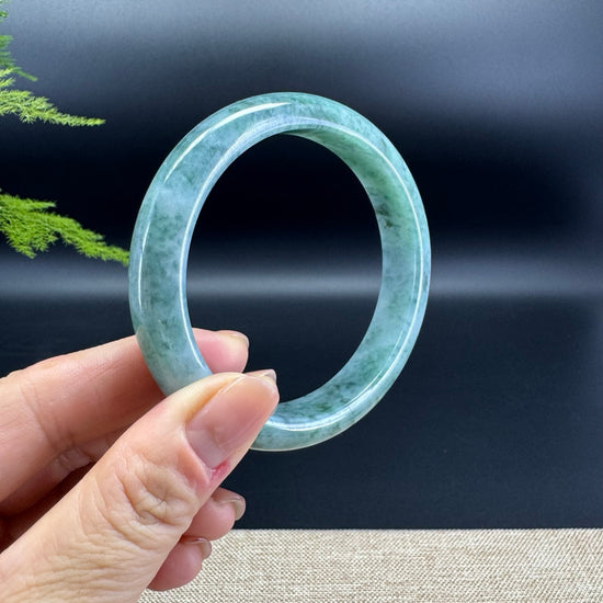 Genuine Burmese Icy Oil Green Jade Jadeite Bangle Bracelet ( 61.5mm )