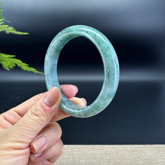 Genuine Burmese Icy Oil Green Jade Jadeite Bangle Bracelet ( 61.5mm )