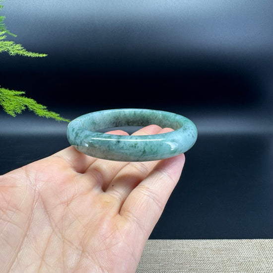 Genuine Burmese Icy Oil Green Jade Jadeite Bangle Bracelet ( 61.5mm )