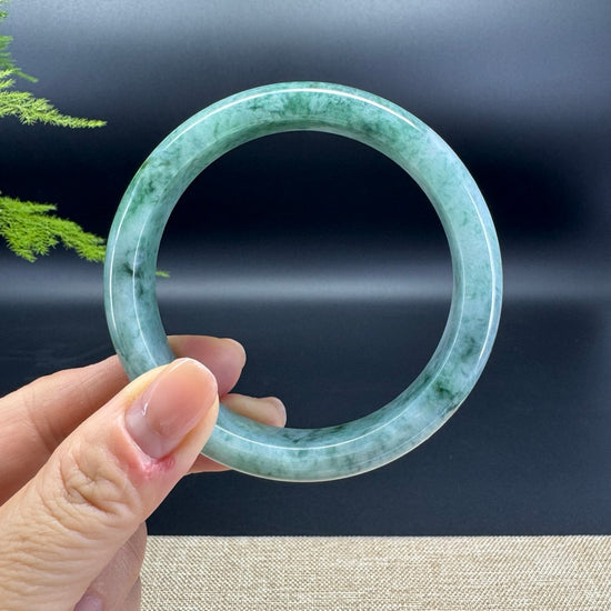 Genuine Burmese Icy Oil Green Jade Jadeite Bangle Bracelet ( 61.5mm )