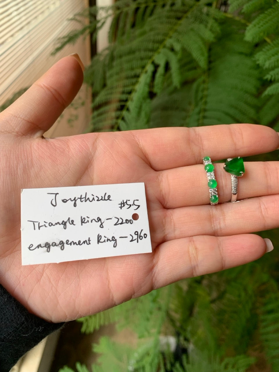 "Live" 18K White Gold Natural Engagement Imperial Green Jadeite Jade Ring