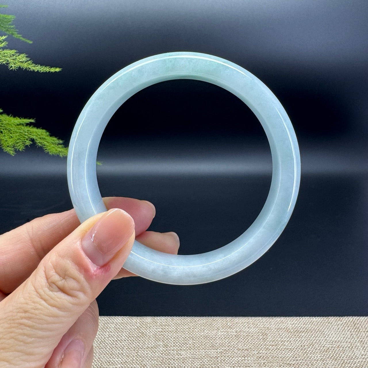 Genuine Burmese Blue Green Jade Jadeite Bangle Bracelet ( 61.4mm )