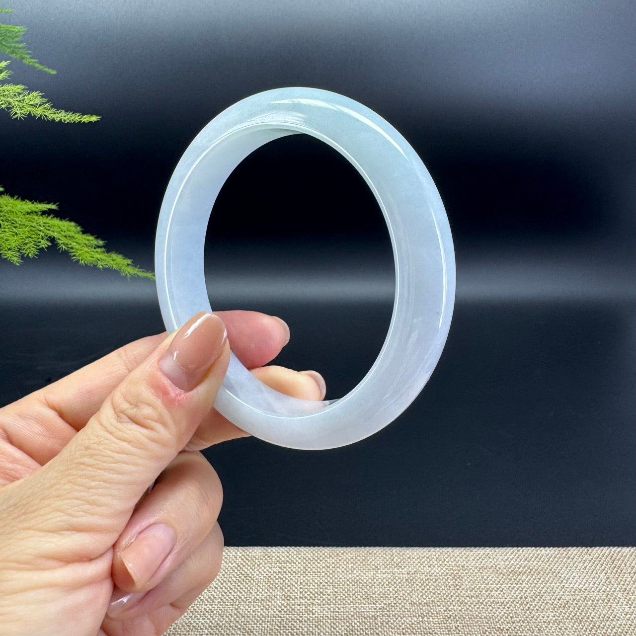 Genuine Burmese Lavender Green Jade Jadeite Bangle Bracelet ( 61.4mm )