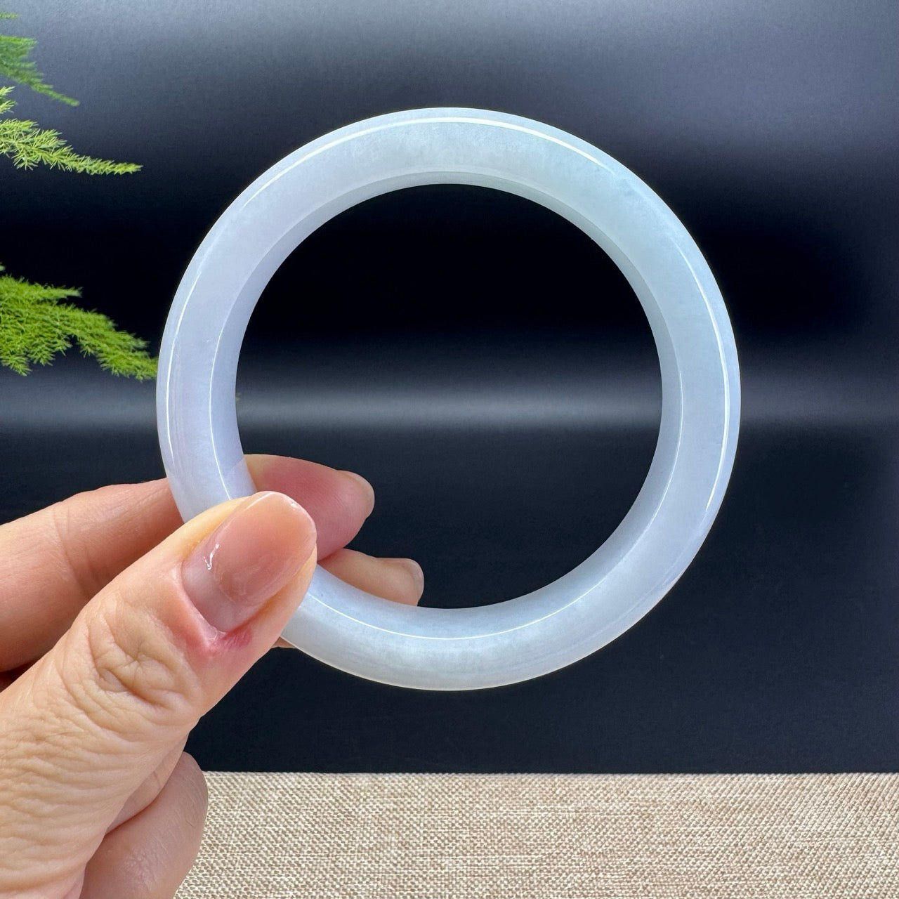 Genuine Burmese Lavender Green Jade Jadeite Bangle Bracelet ( 61.4mm )