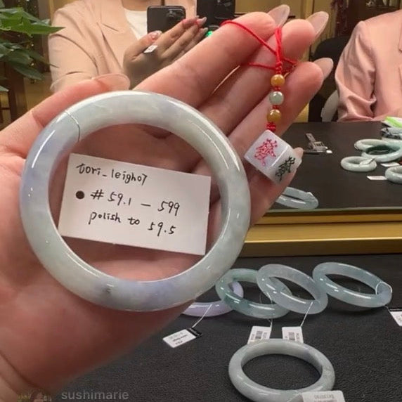 "Live" Natural Blueberry Jadeite Jade Comfort-Fit Bangle (12/19/2025)