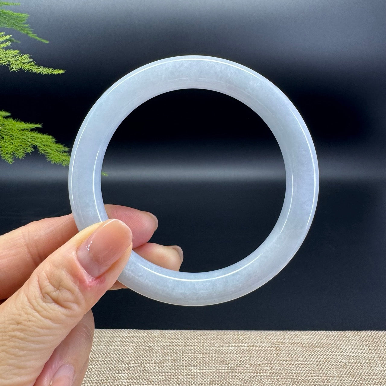 Genuine Burmese Lavender Green Jade Jadeite Bangle Bracelet ( 61.4mm )