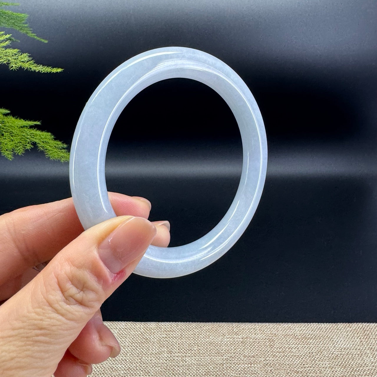 Genuine Burmese Lavender Green Jade Jadeite Bangle Bracelet ( 61.4mm )