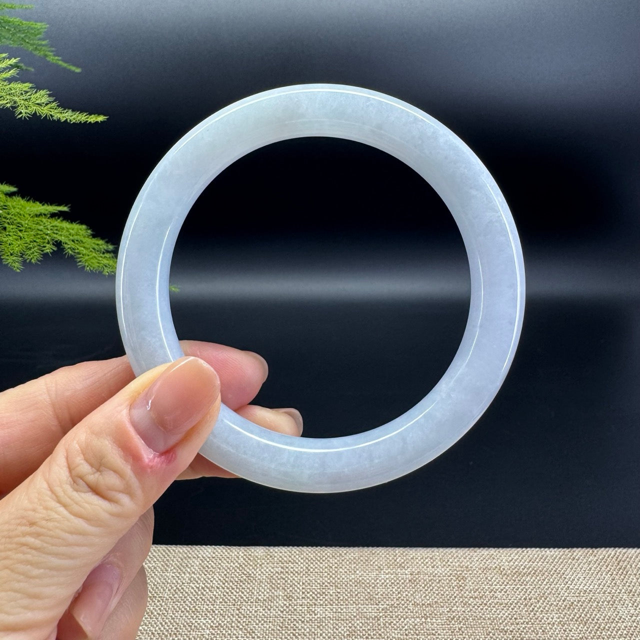 Genuine Burmese Lavender Green Jade Jadeite Bangle Bracelet ( 61.4mm )