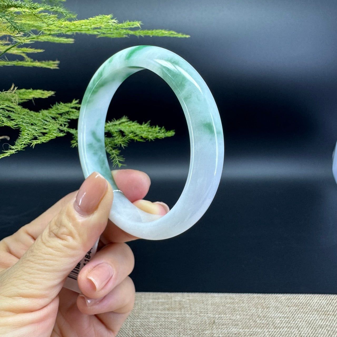 Genuine Burmese White Green Jade Jadeite Bangle Bracelet ( 57.2mm )
