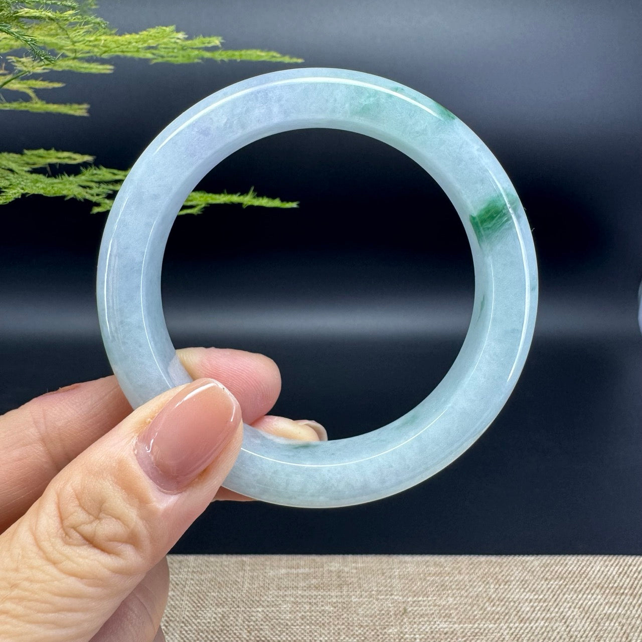Genuine Burmese Green Jade Jadeite Bangle Bracelet (57mm)