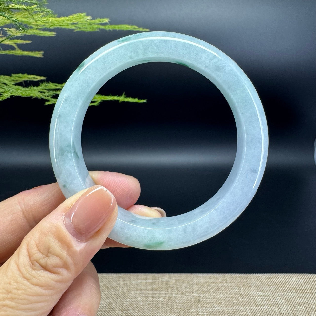 Genuine Burmese Green Jade Jadeite Bangle Bracelet (57mm)