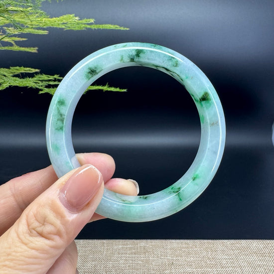 Genuine Burmese White Green Jade Jadeite Bangle Bracelet ( 57mm )