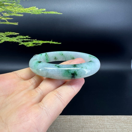 Genuine Burmese White Green Jade Jadeite Bangle Bracelet ( 57mm )
