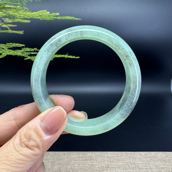 Genuine Burmese Green Black Jade Jadeite Bangle Bracelet (57.6mm)
