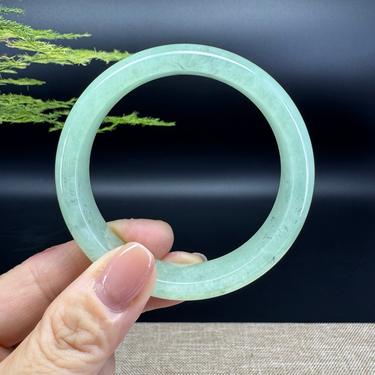 Genuine Burmese Green Jade Jadeite Bangle Bracelet (58mm)