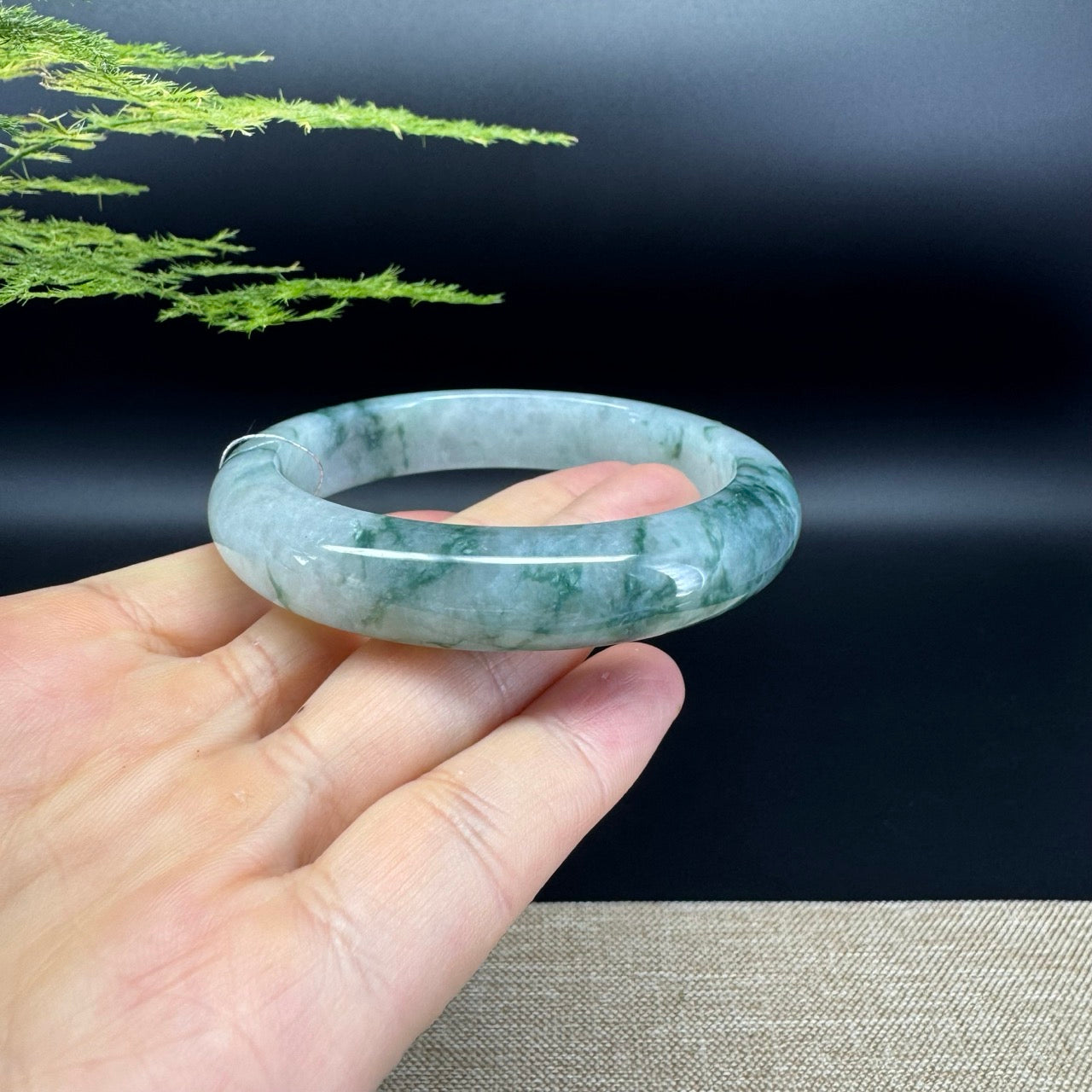 Genuine Burmese Icy Green Jade Jadeite Bangle Bracelet (58.2mm)