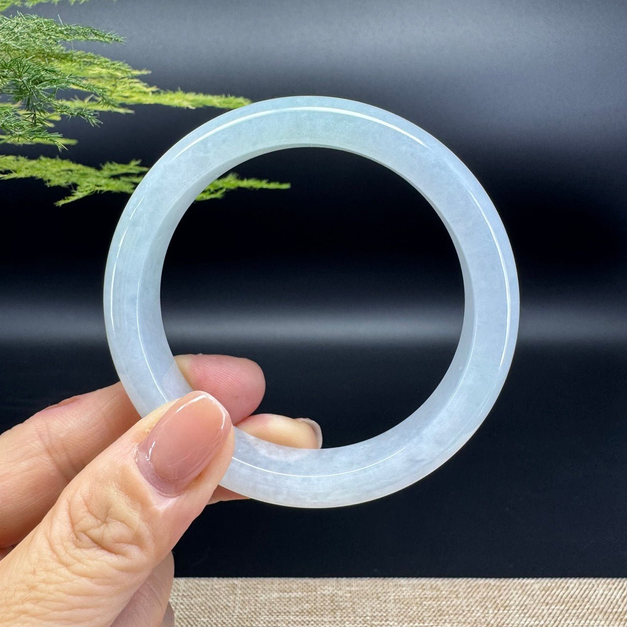 Genuine Burmese Icy Green Jade Jadeite Bangle Bracelet ( 58.5mm )