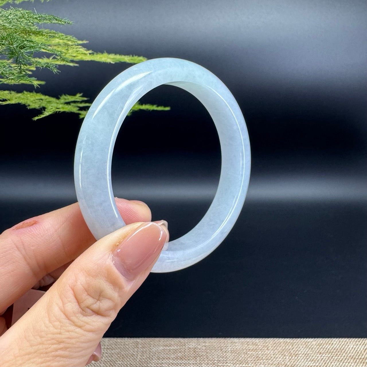 Genuine Burmese Icy Green Jade Jadeite Bangle Bracelet ( 58.5mm )