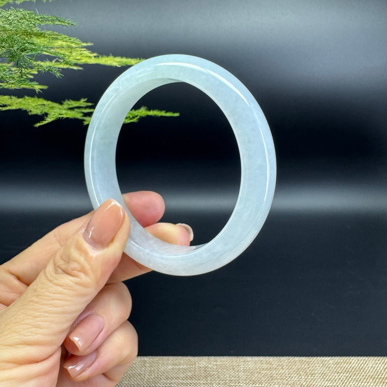 Genuine Burmese Icy Green Jade Jadeite Bangle Bracelet ( 58.5mm )