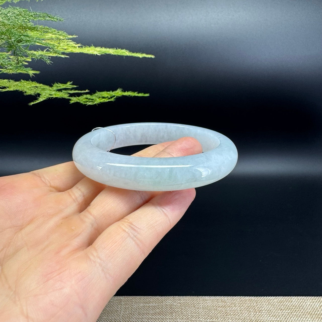 Genuine Burmese Icy Green Jade Jadeite Bangle Bracelet ( 58.5mm )