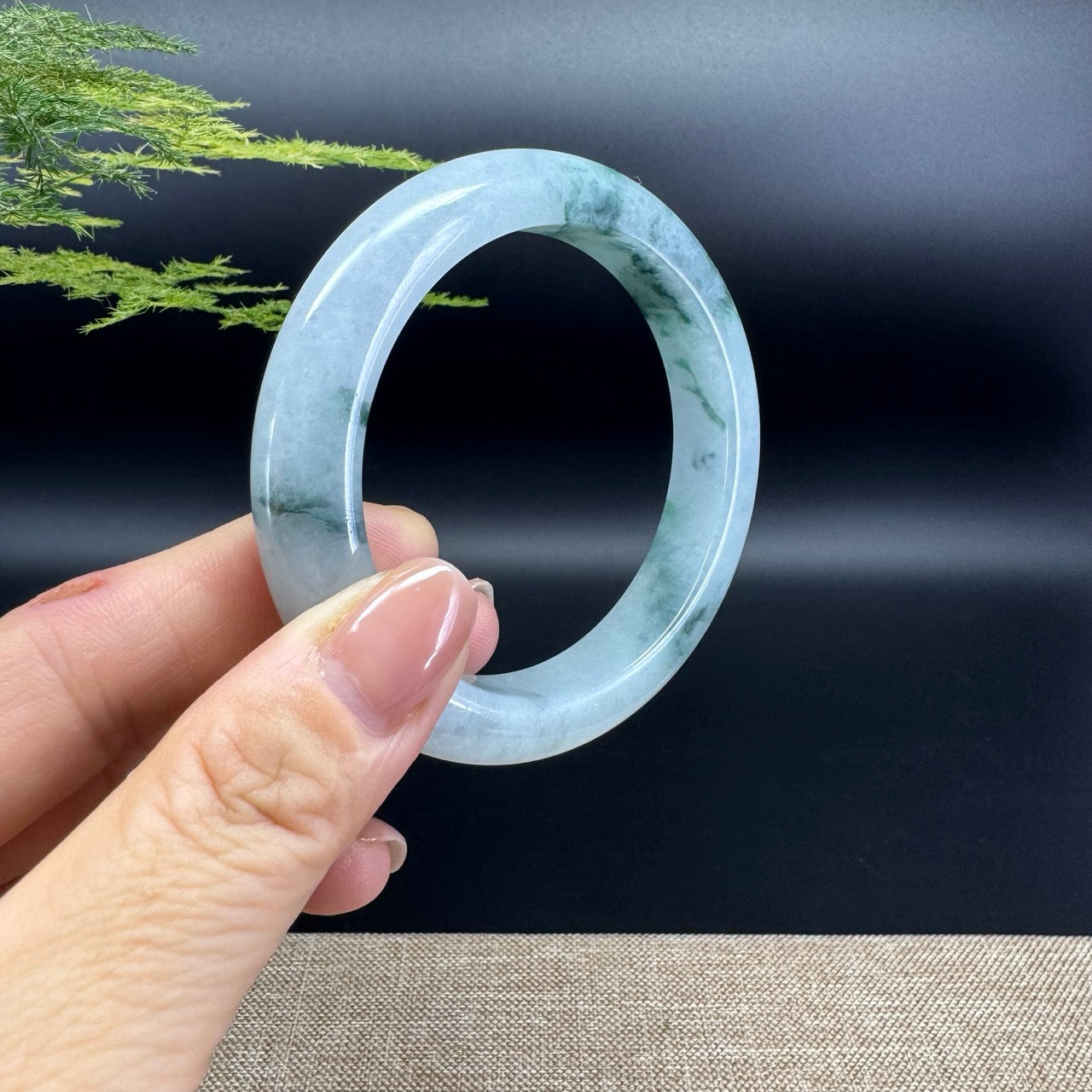 Genuine Burmese Icy Green Jade Jadeite Bangle Bracelet (57mm)