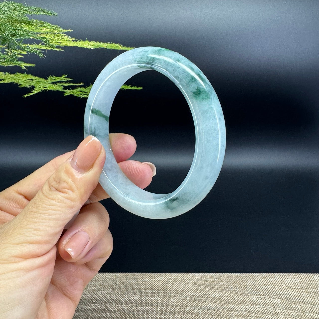 Genuine Burmese Icy Green Jade Jadeite Bangle Bracelet (57mm)