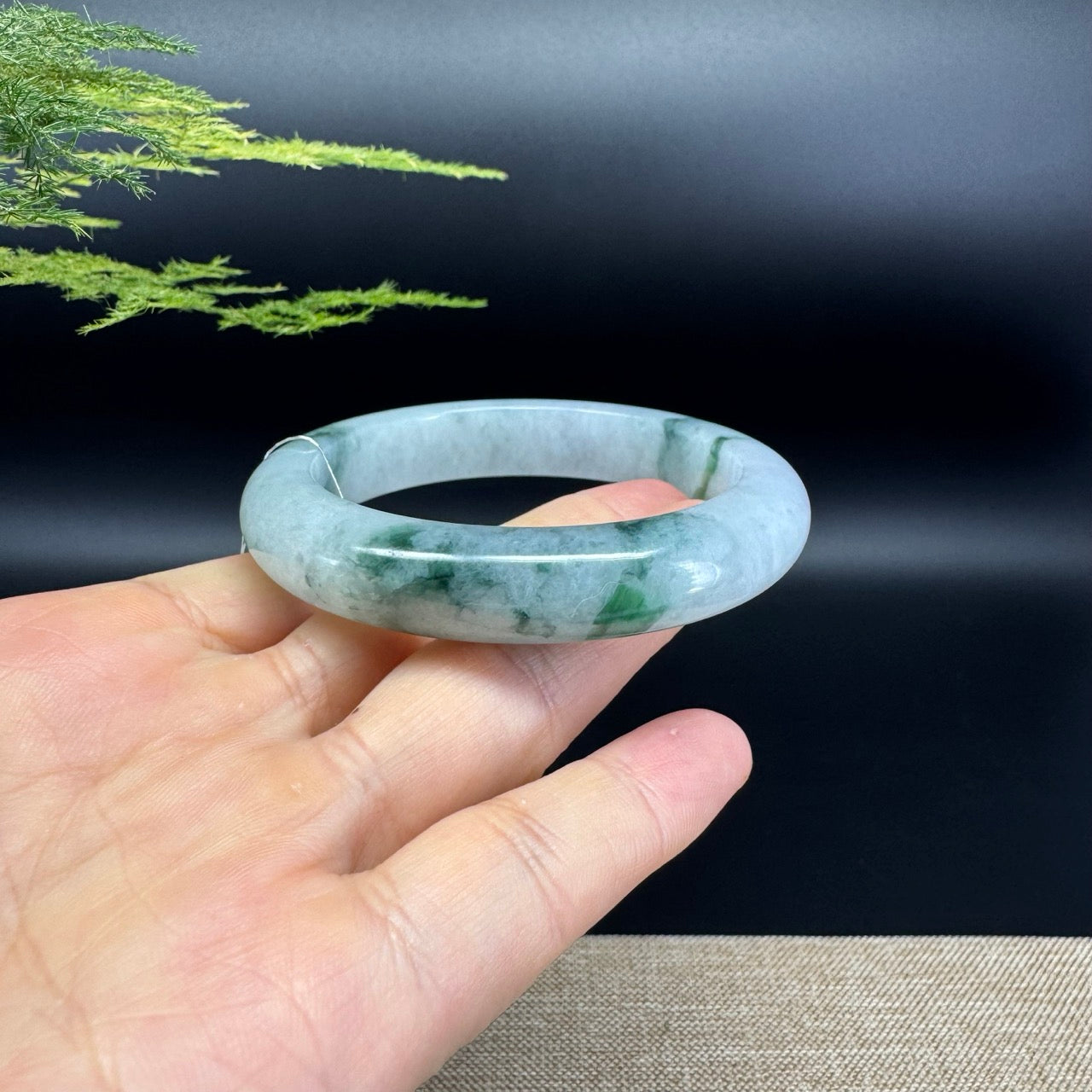 Genuine Burmese Icy Green Jade Jadeite Bangle Bracelet (57mm)