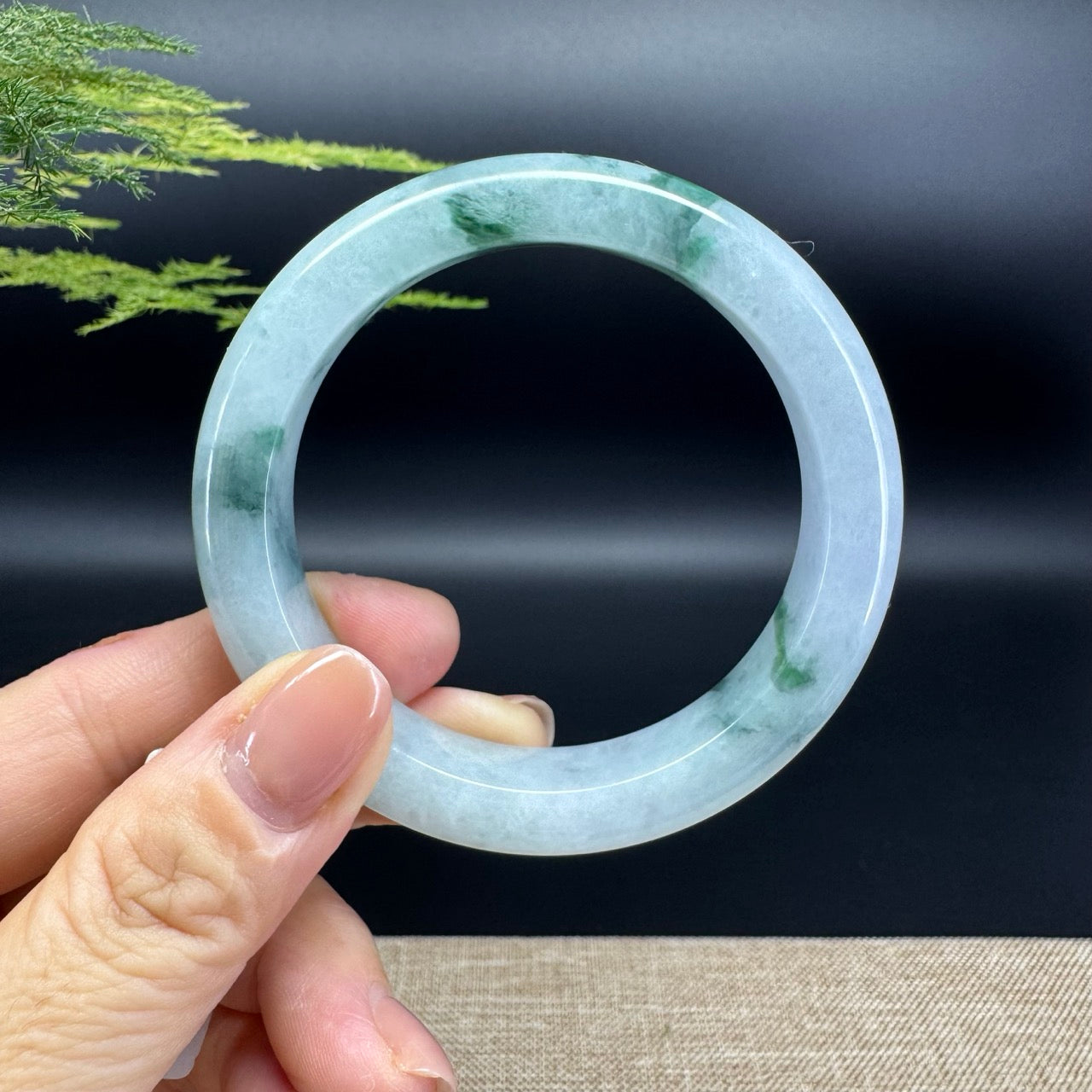 Genuine Burmese Icy Green Jade Jadeite Bangle Bracelet (57mm)