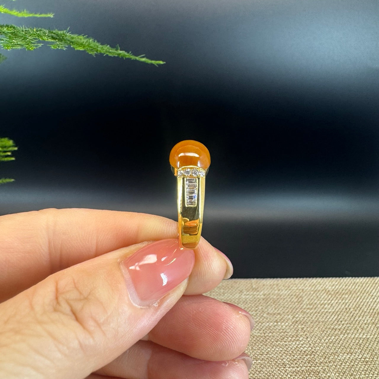 RealJade® "Signature Signet" 18K Yellow Gold Bronze Yellow Jadeite Jade Classic Ring