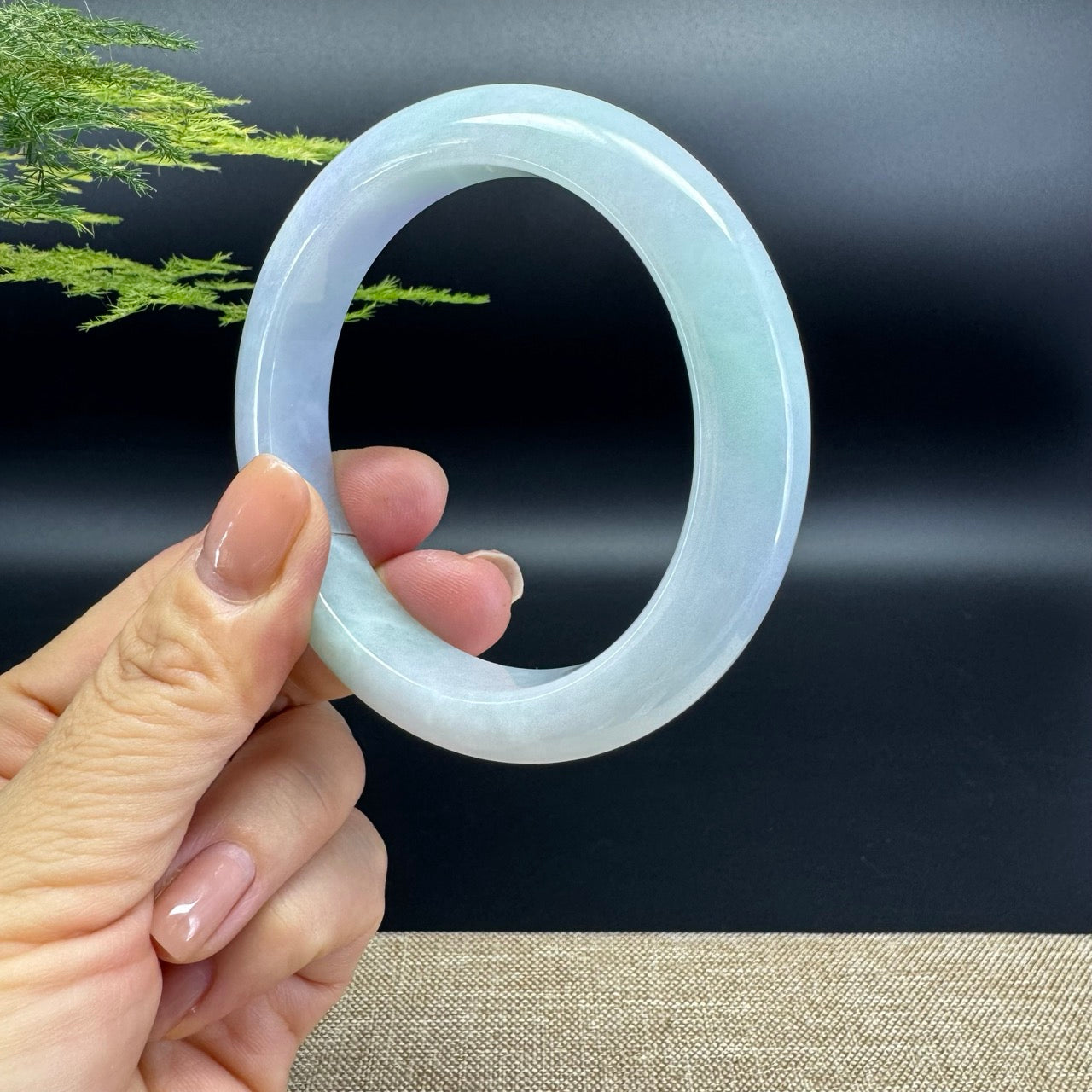 Genuine Burmese Lavender Green  Jade Jadeite Bangle Bracelet ( 57.8mm )