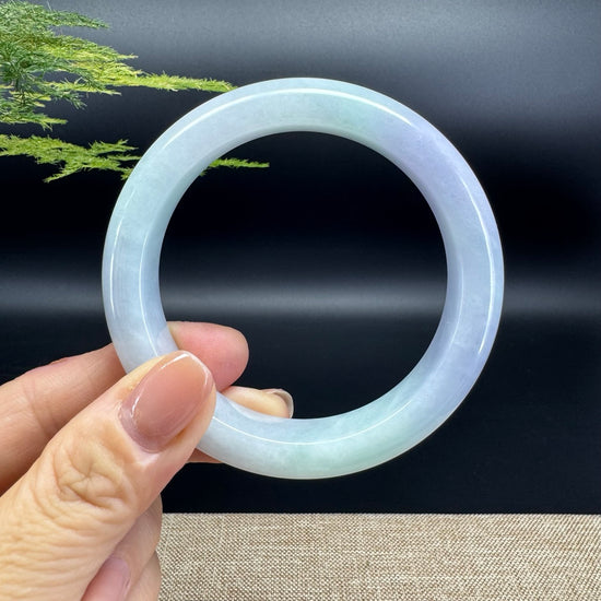 Genuine Burmese Lavender Green  Jade Jadeite Bangle Bracelet ( 57.8mm )