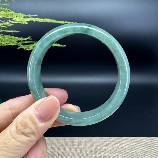 Genuine Burmese Oil Green Jade Jadeite Bangle Bracelet ( 57.6mm )
