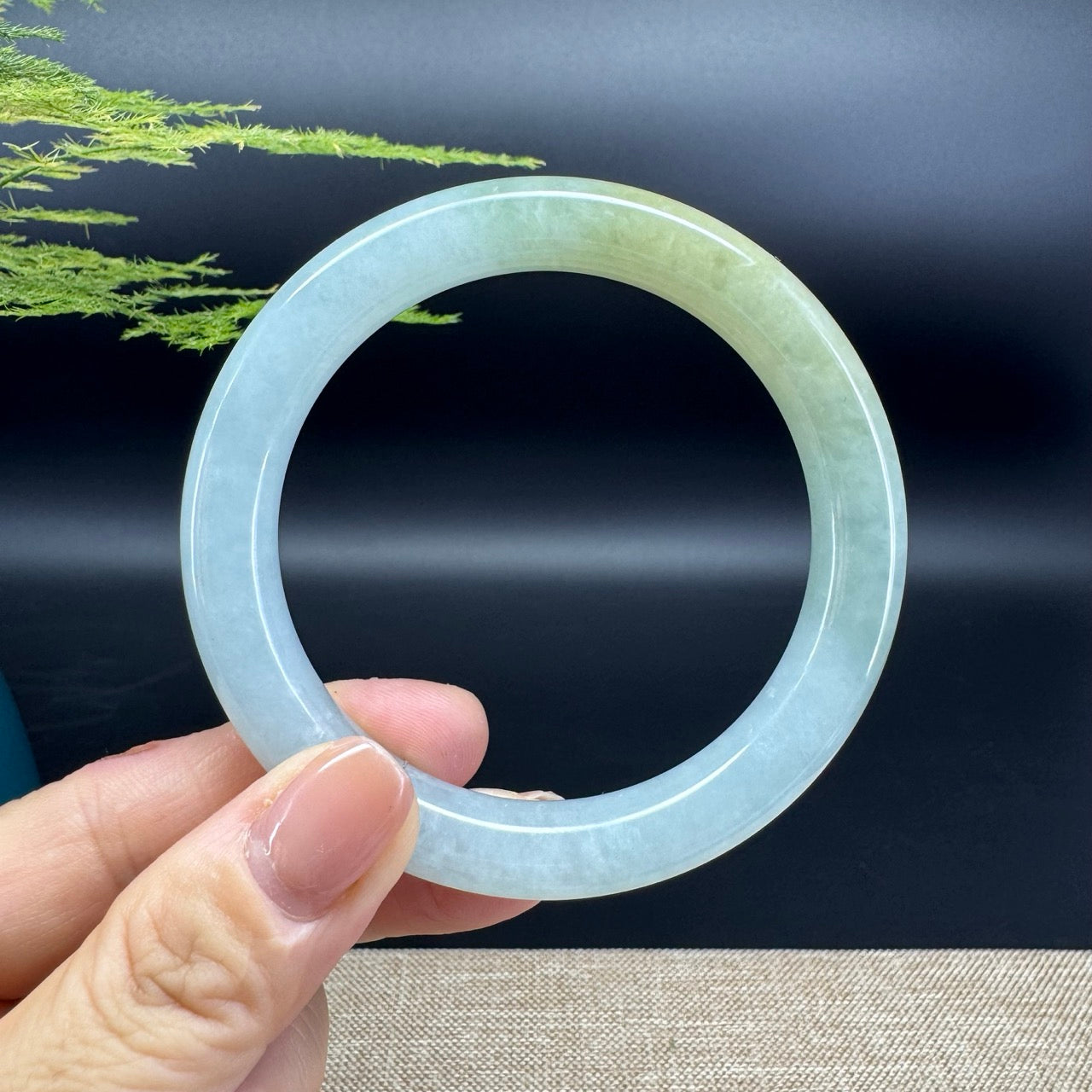 Genuine Burmese Yellow Green Jade Jadeite Bangle Bracelet ( 57.5mm )