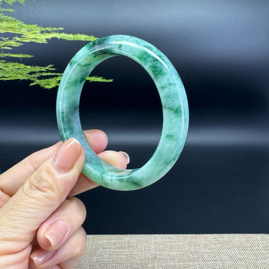 Genuine Burmese Oil Green Jade Jadeite Bangle Bracelet ( 57.2mm )