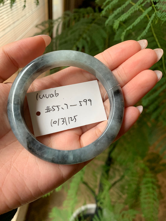 "Live" Natural Wuji Flower Jadeite Jade Comfort Fit Bangle