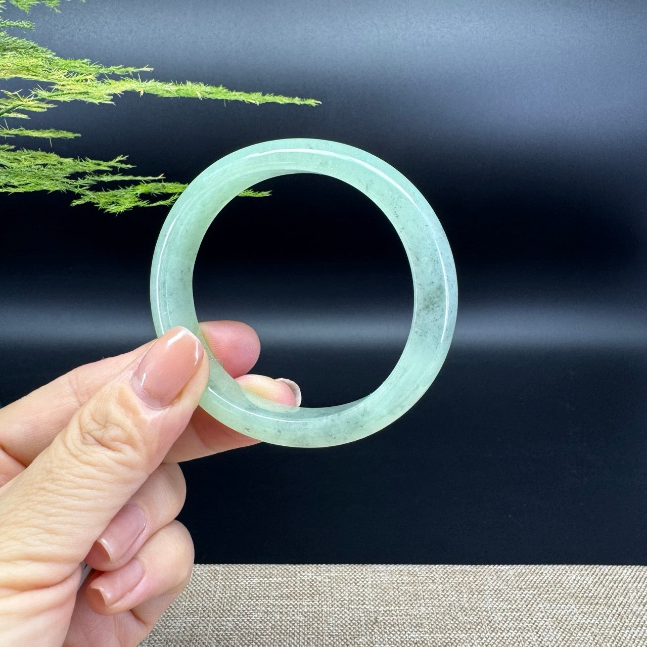 Genuine Burmese Green Black Jade Jadeite Bangle Bracelet (57.1*51.1mm)