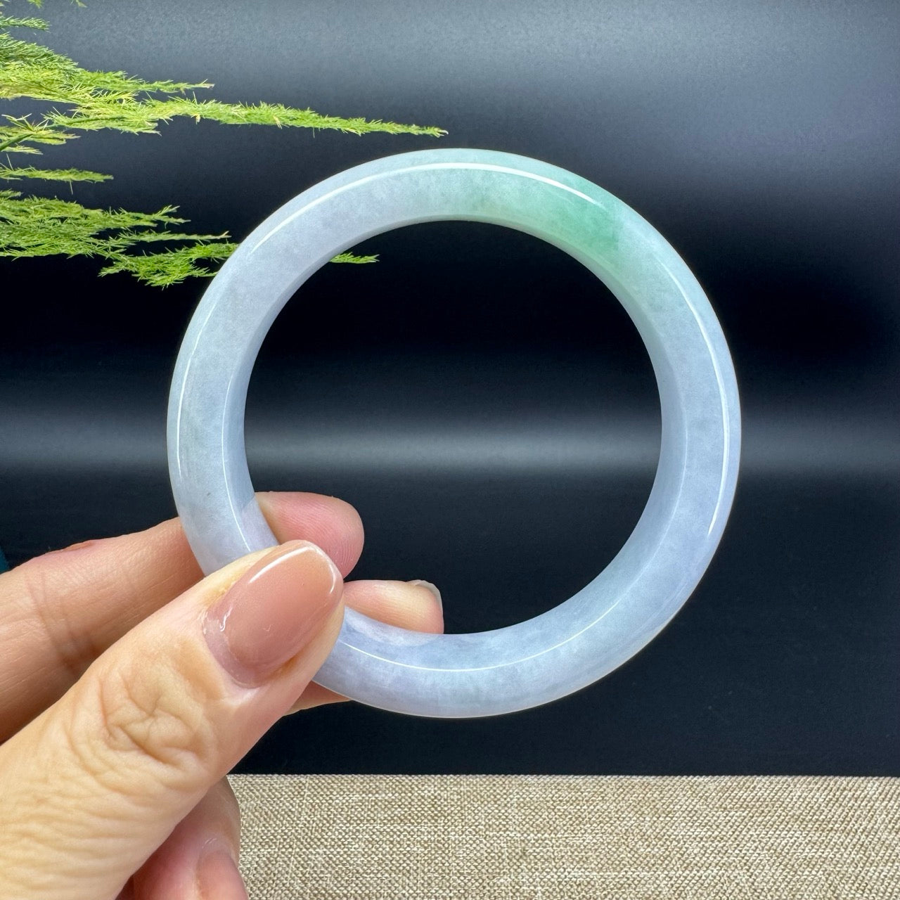 Genuine Burmese Lavender Green Jade Jadeite Bangle Bracelet ( 57.5mm )