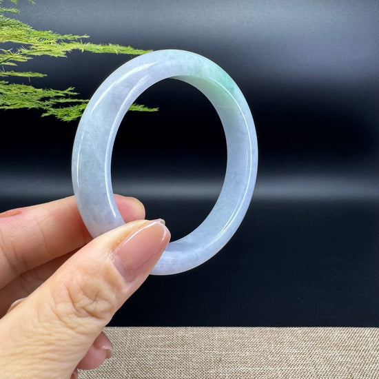 Genuine Burmese Lavender Green Jade Jadeite Bangle Bracelet ( 57.5mm )