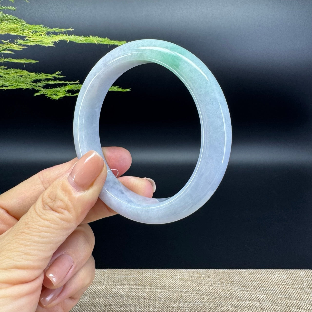Genuine Burmese Lavender Green Jade Jadeite Bangle Bracelet ( 57.5mm )