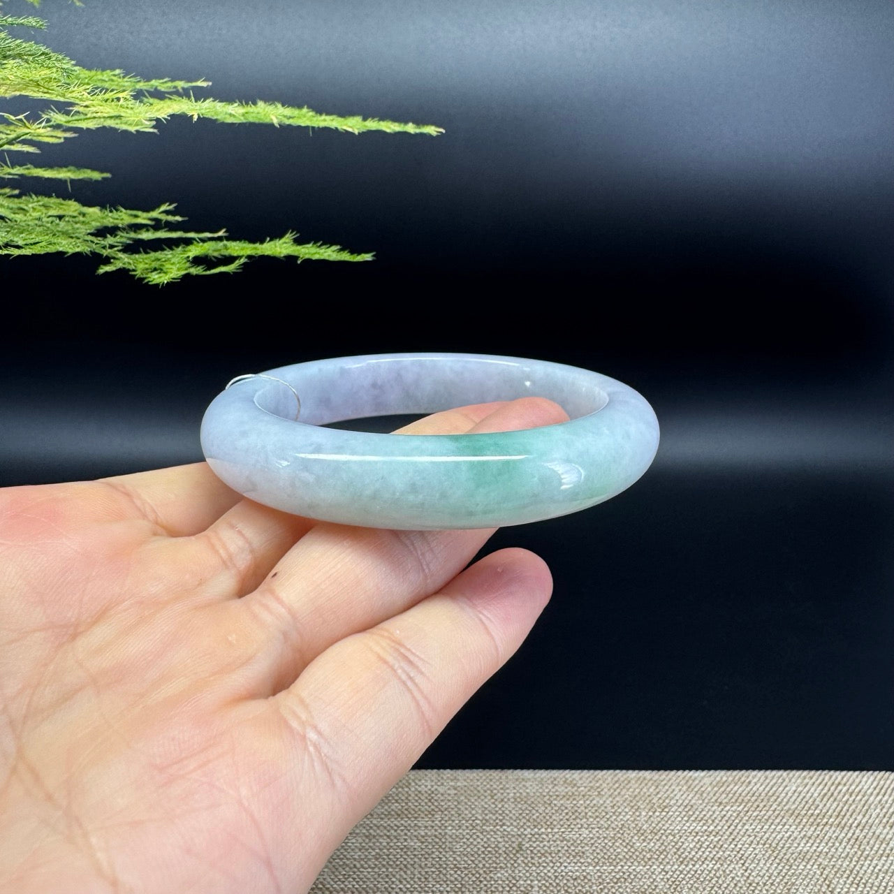 Genuine Burmese Lavender Green Jade Jadeite Bangle Bracelet ( 57.5mm )