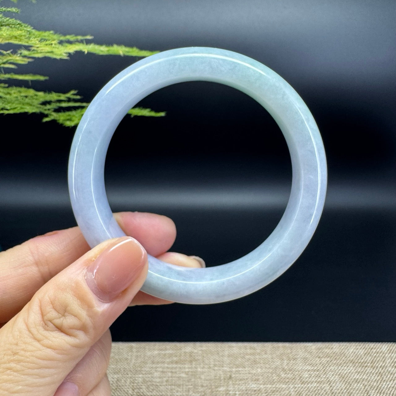 Genuine Burmese Lavender Green Jade Jadeite Bangle Bracelet ( 57.5mm )