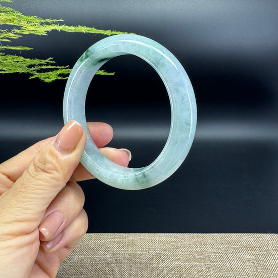 Genuine Burmese Oil Green Jade Jadeite Bangle Bracelet ( 57.6mm )