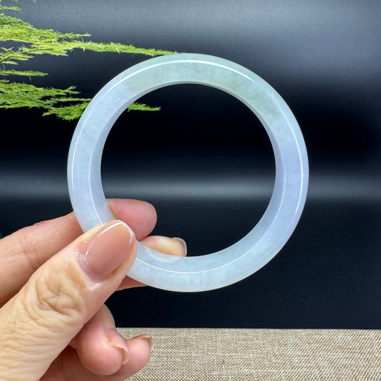 Genuine Burmese Lavender Green Jade Jadeite Bangle Bracelet ( 57.3mm )