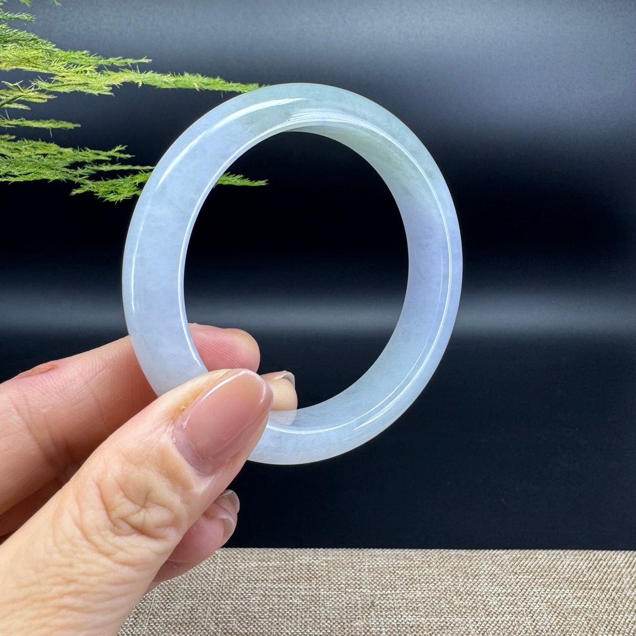 Genuine Burmese Lavender Green Jade Jadeite Bangle Bracelet ( 57.3mm )