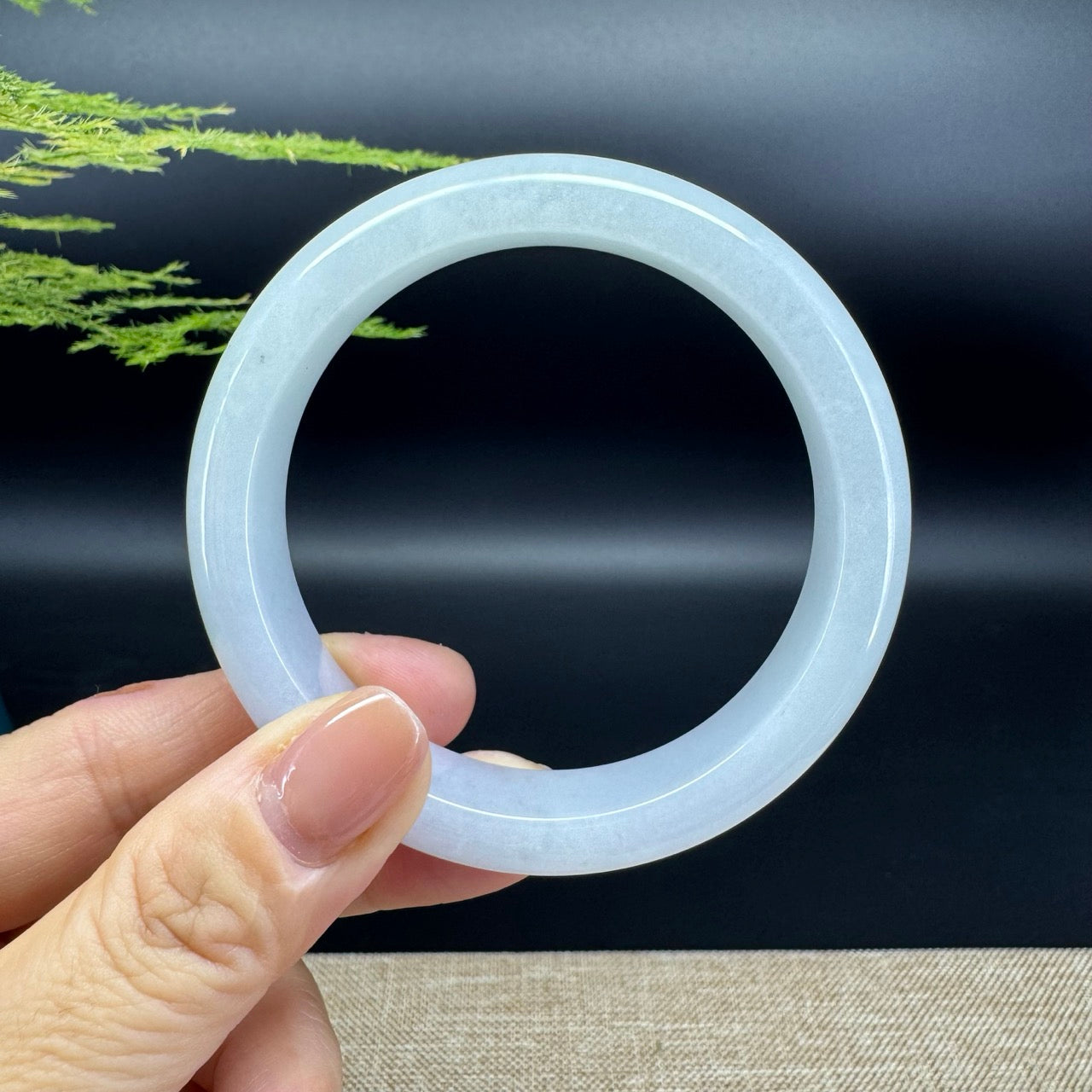 Genuine Burmese Lavender Green Jade Jadeite Bangle Bracelet ( 59.4mm )