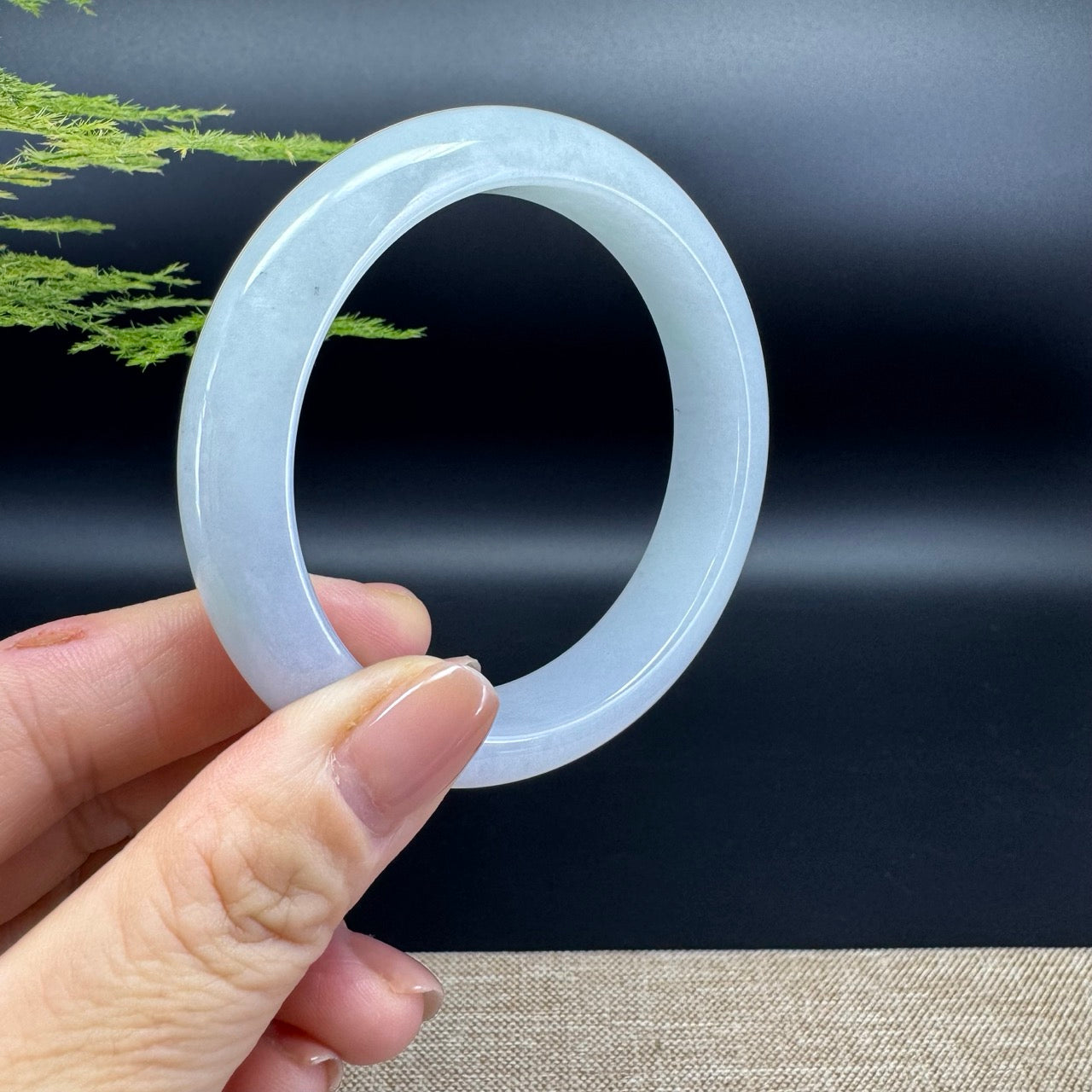 Genuine Burmese Lavender Green Jade Jadeite Bangle Bracelet ( 59.4mm )