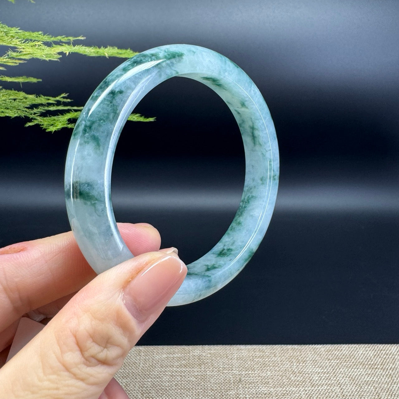 Genuine Burmese Icy Green Jade Jadeite Bangle Bracelet (60.9mm)