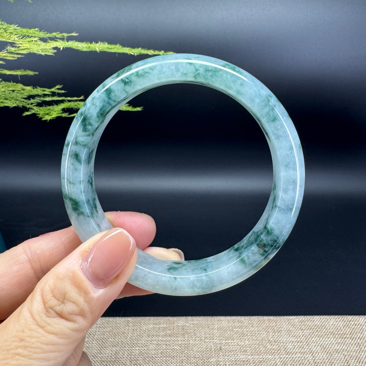 Genuine Burmese Icy Green Jade Jadeite Bangle Bracelet (60.9mm)