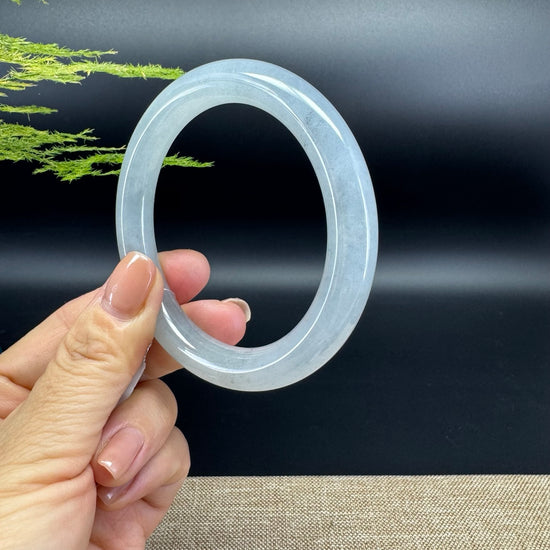 Genuine Burmese Icy Black Jade Jadeite Bangle Bracelet (59.3mm )